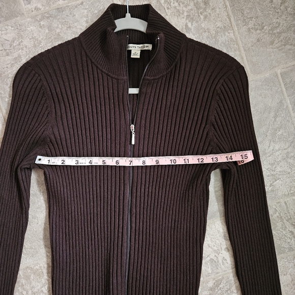 Brown Sweater Zip Up Womens Medium - Picture 8 of 8